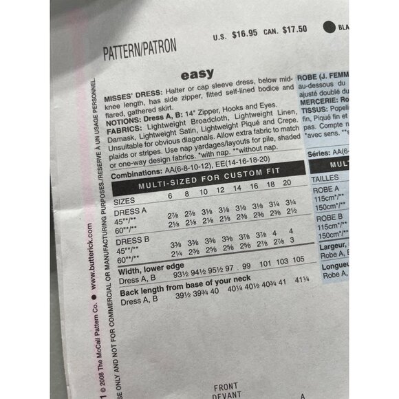 Butterick B5209 Sewing Pattern Sizes 6-12 Retro 47 Halter Cap Sleeve Dress UNCUT - Picture 5 of 6